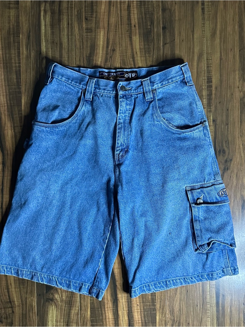 Only Blue Denim Cargo Shorts with Side Pocket